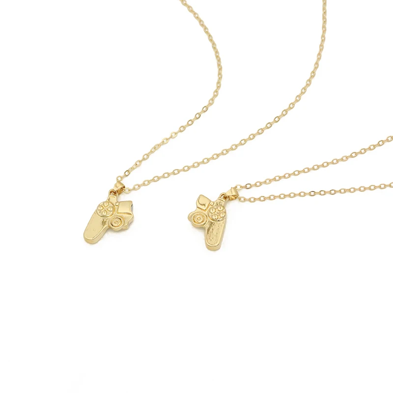 JOJO Unisex Fashion Water-Wave Chain 2pcs/set Pendant Couple Lover Magnet Gamepad Heart Alloy Iron Plastic Necklaces