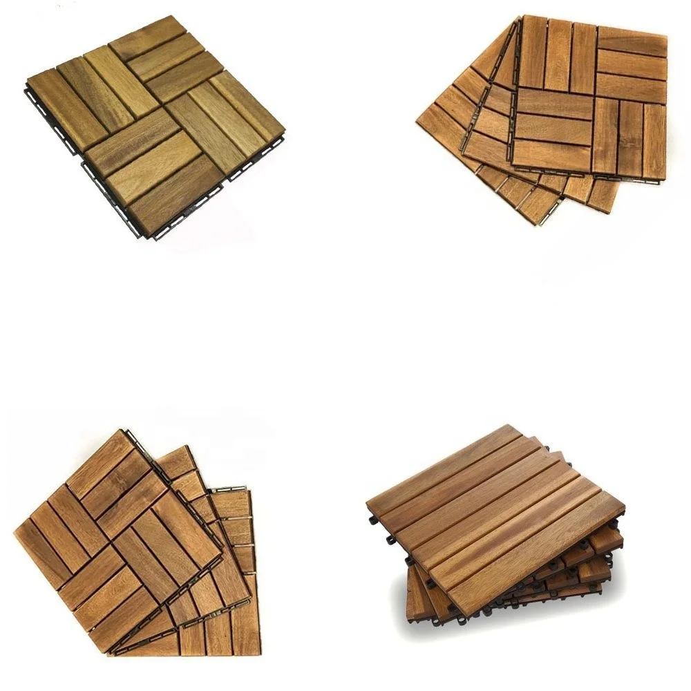 Плетеная напольная плитка из дерева акации, пластиковая композитная плетеная напольная плитка B6504