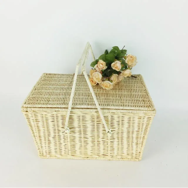 Storage Laundry White Natural Fruit Bread Mini Round Flower Wheel Gift Wicker Animal Vietnam With Handle Rattan Picnic Basket