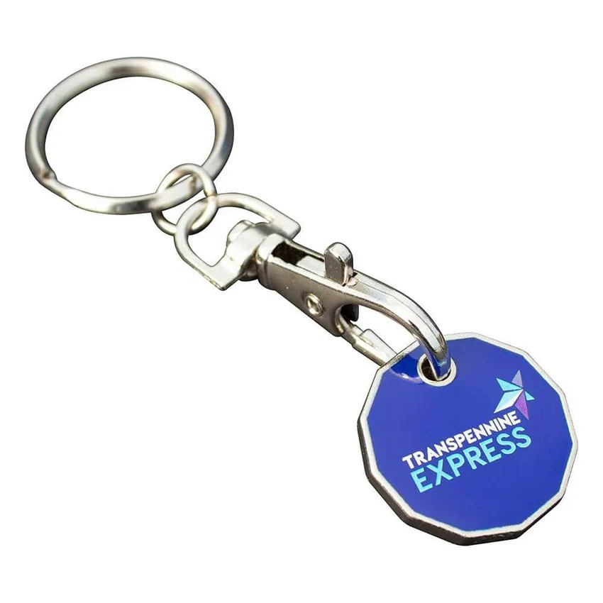Manufacture customized round metal trolley coin token keychain