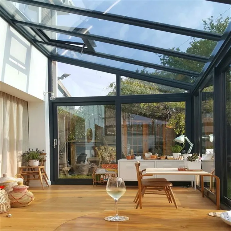 New High Profile Automatically Sunroom Slant Tempered Glass Sunroom Outdoor Glass Room For Garden House Sunroom Glass Door