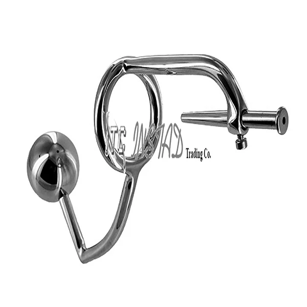 Steel bondage Master Series Stainless Steel Anal Intruder Cock Ring with Penis Plug