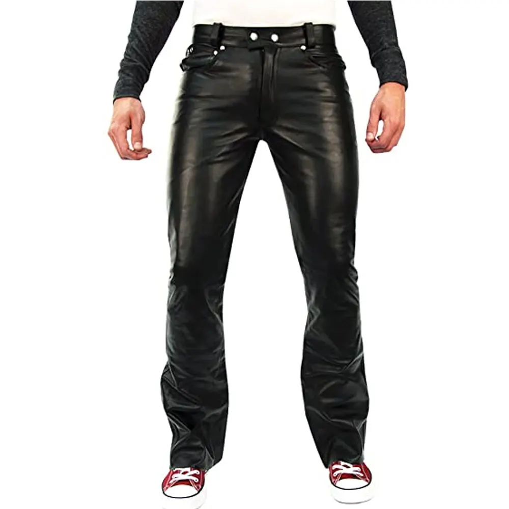 Лидер продаж модные удобные кожаные мужские брюки с карманами
