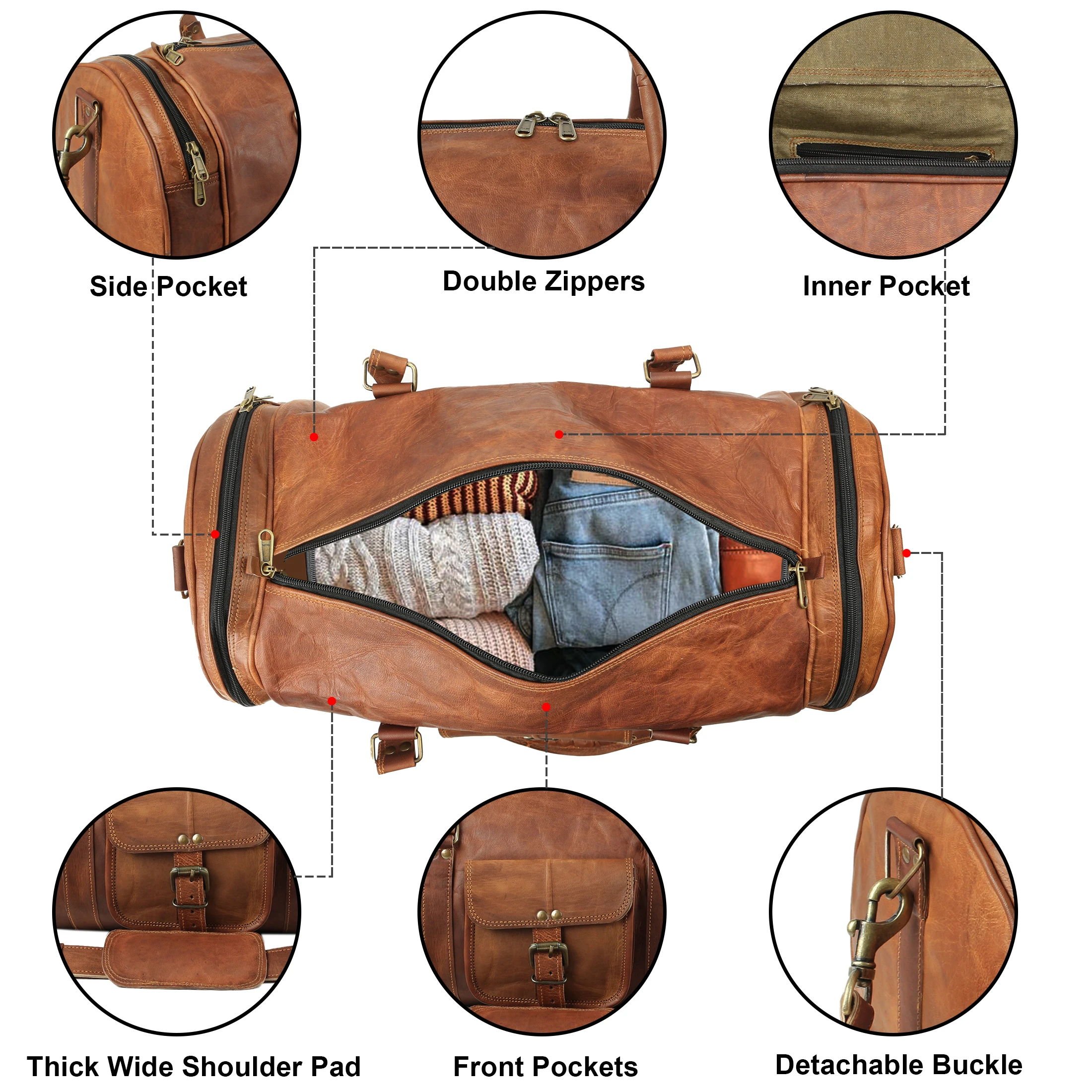New Arrival Vintage Craft Leather Bag Duffle  Genuine Leather  Casual Travel Bag for men and women