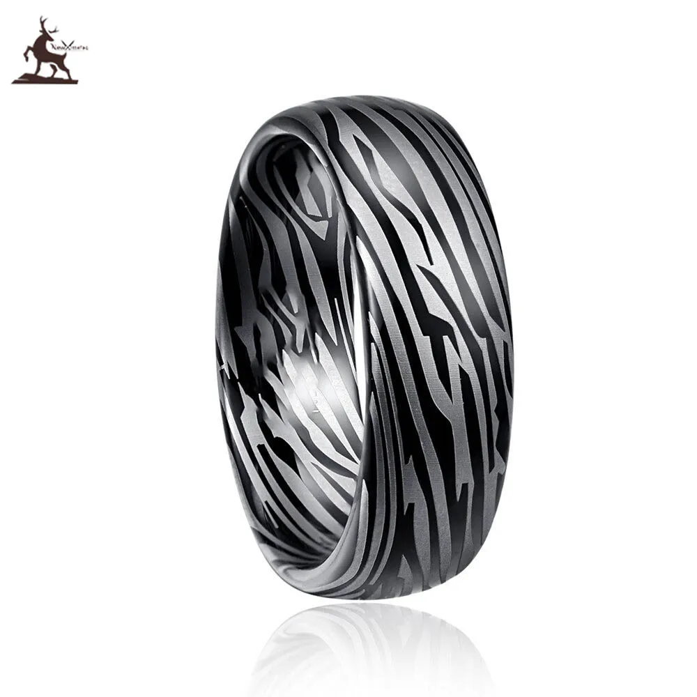 size 7-12 Width 8mm Dome Damascus Tungsten carbide Ring gift for women men jewelry T095R