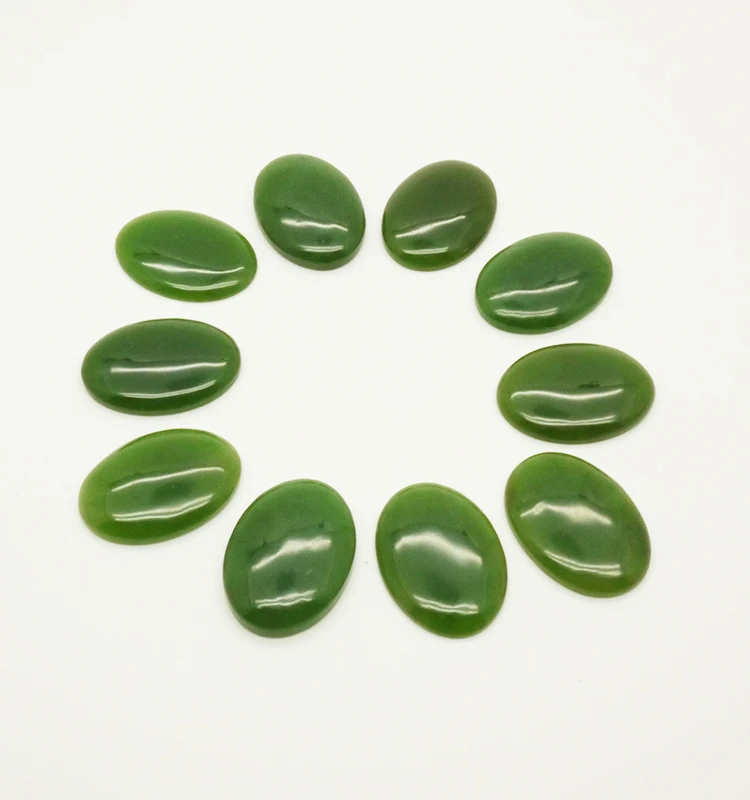 Factory wholesale high quality Loose Gemstone 18x25mm natural green nephrite jade cabochon