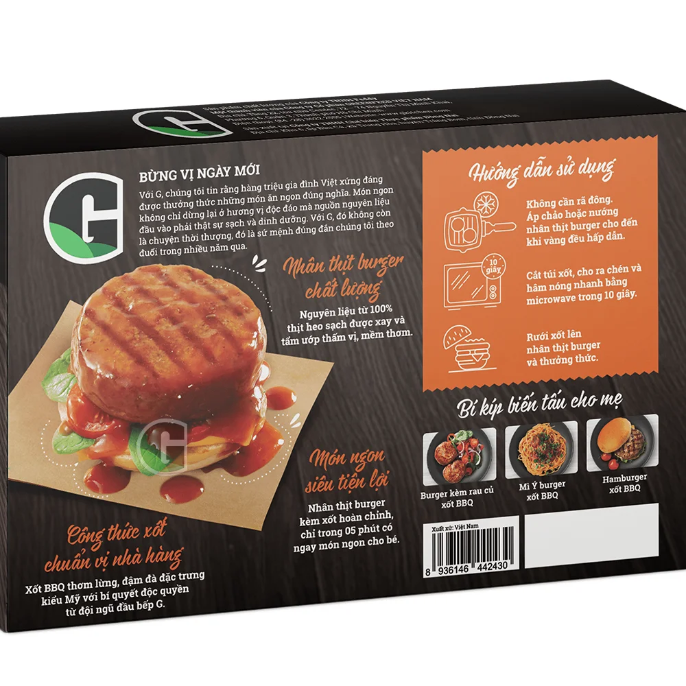 Специальный свиной гамбургер с соусом для барбекю, высокое качество (замороженные), тщательно упакованный и вкусный вкус из Вьетнама