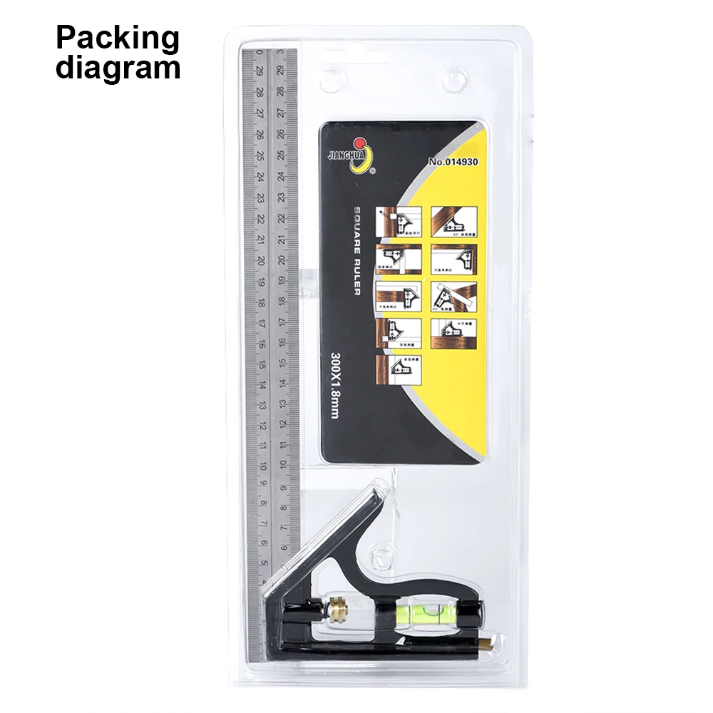 High-precision Double Sided Metric Stainless Steel Angle Ruler with Laser Scale Measuring Tools