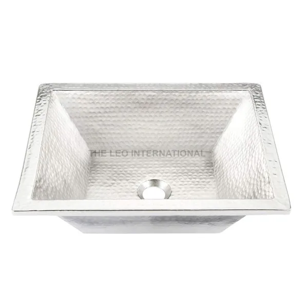 Hammered copper metal silver matte sink bathroom basin undermount 19X19X7 Inch luxury wash basin high quality basin