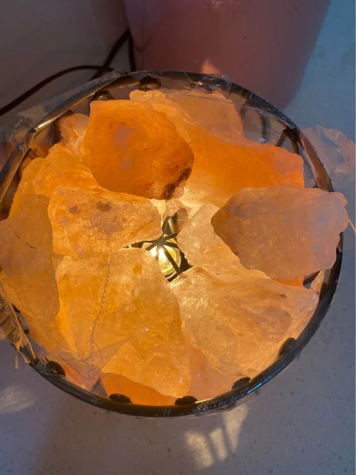 Himalayan Salt lamp iron basket with chunks Available at very low prices
