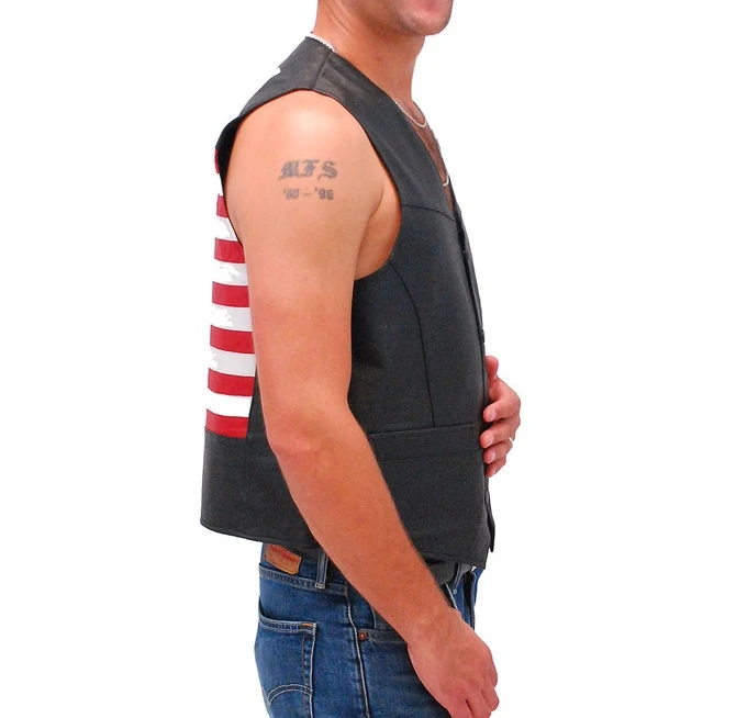 American Flag Vest Lightweight Premium Cow Leather Biker Vest Motorcycle Motor Bike Mens Wear biker vest