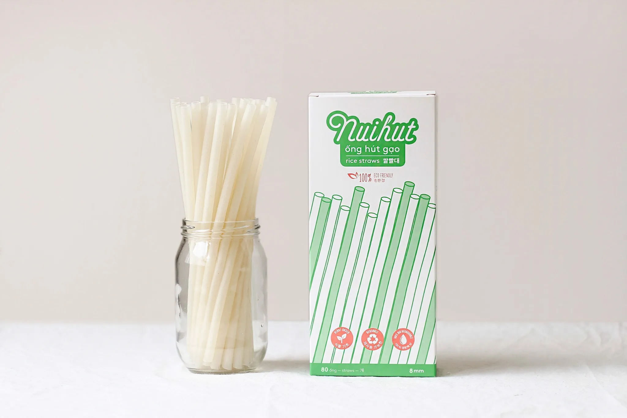 Natural OEM Wheat Rice Straw 8mm Edible Drinking Straw Natural White Color From Vietnam