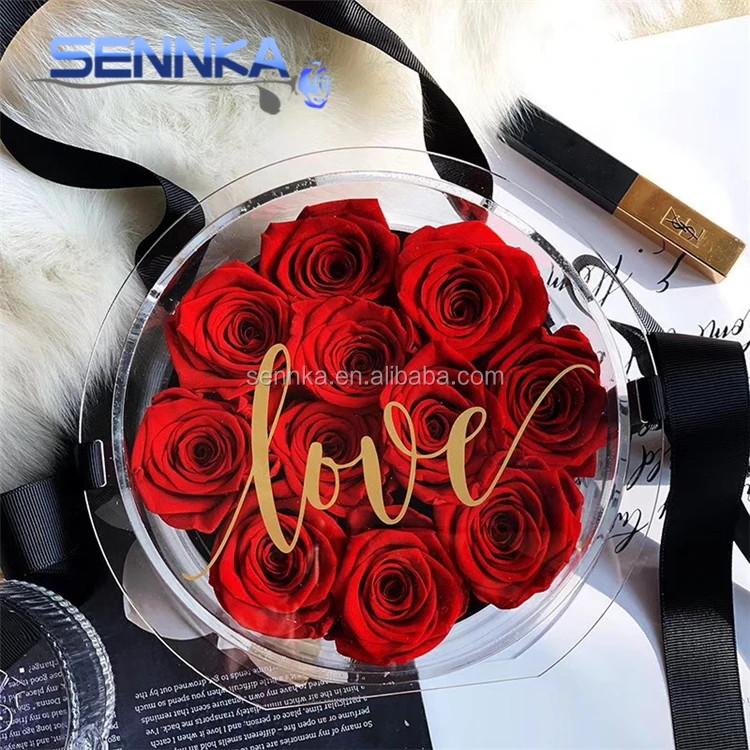 Floristic Decoration Material 10cm Pure Color Preserved Rose Head Flower Box