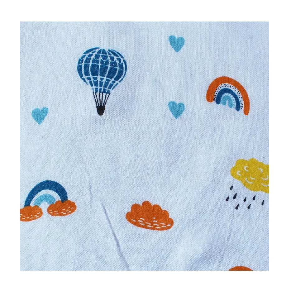 High Quality Soft Printed Organic Cotton Muslin Fabric For Baby Products