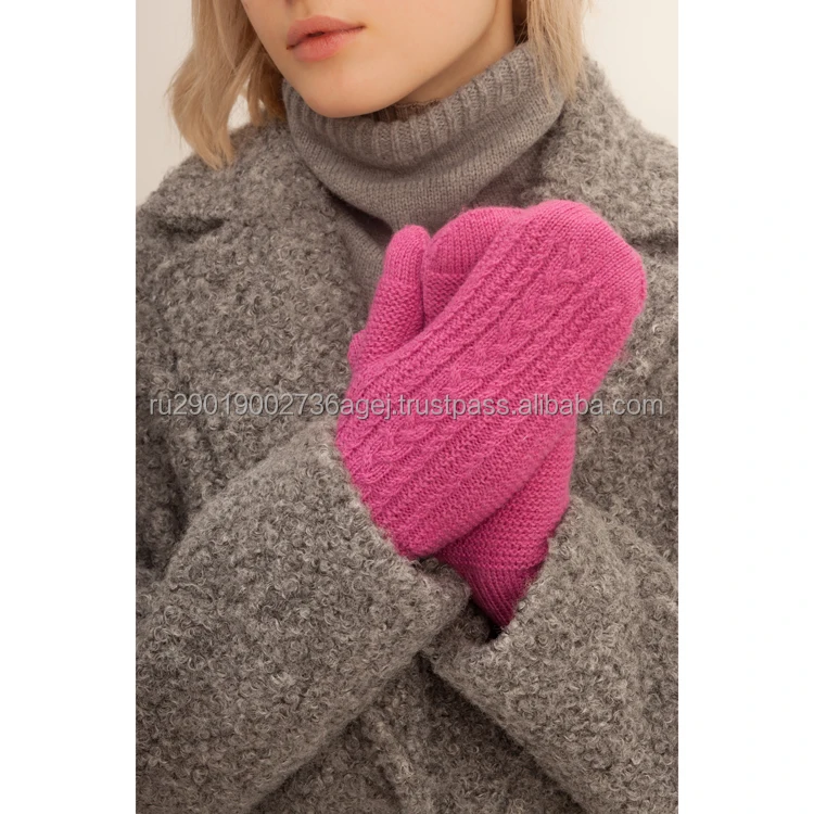 Top quality knit mittens for ladies for autumn/winter made of top grade goat down wholesale prices woolen mittens