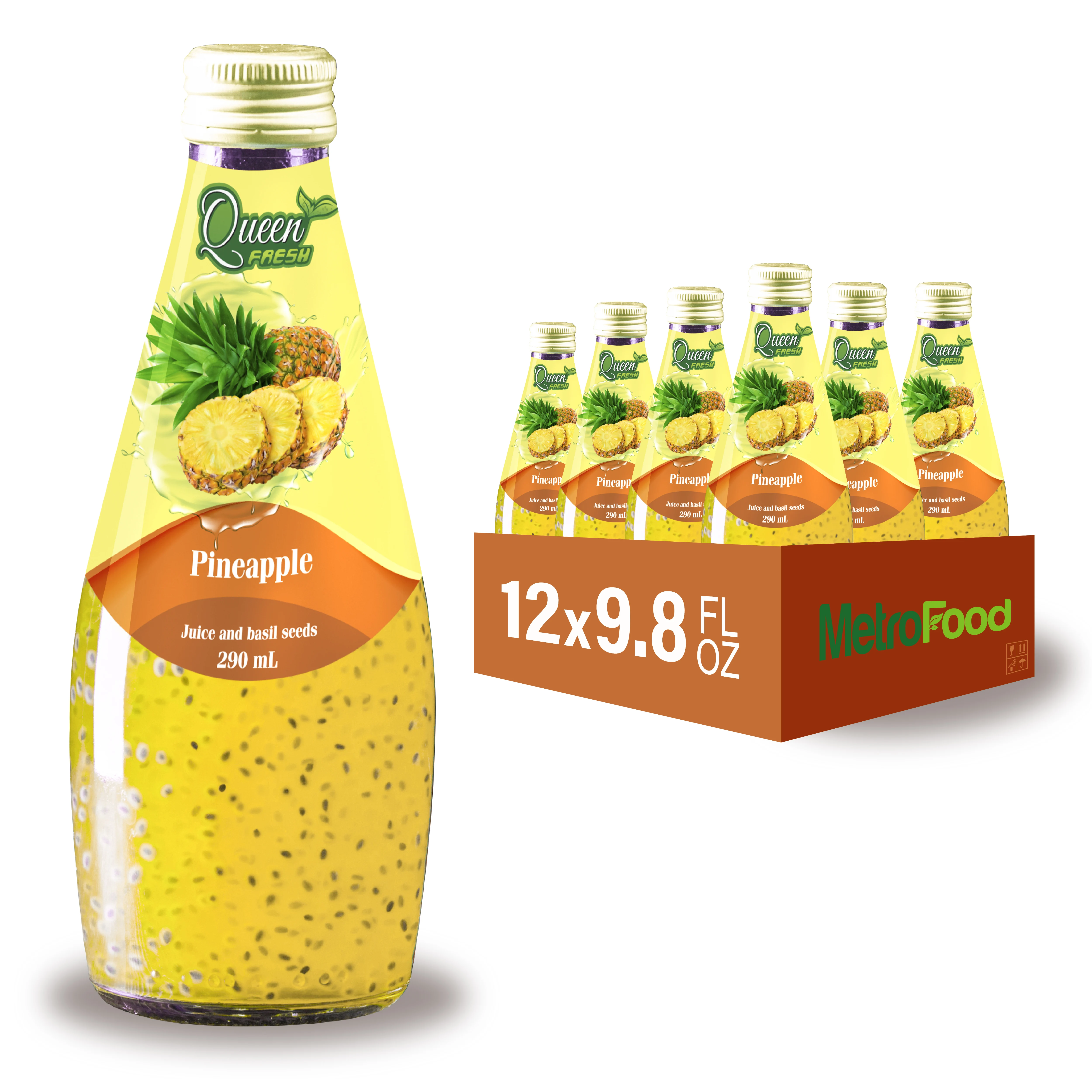 OEM/ODM/Private Label - 290ml High Quality Basil Seed Drink from Vietnam - Pineapple Flavor