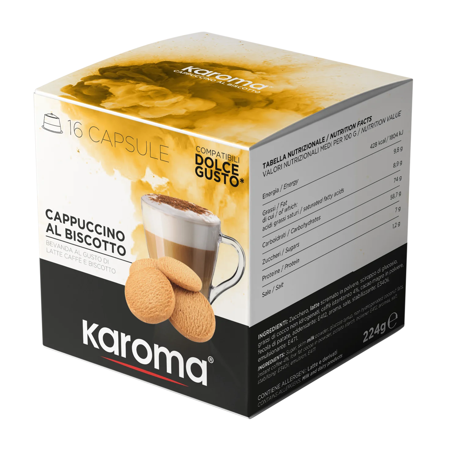 Karoma DOLCE GUSTO капсулы с ароматом печенья капучино мгновенный напиток x16 шт чехол