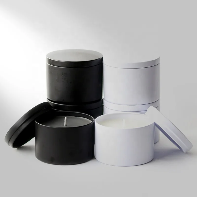 Wholesale Popular Candle Tins Container With Lid Seamless Double Sided Matte Black 8oz Candle Tin