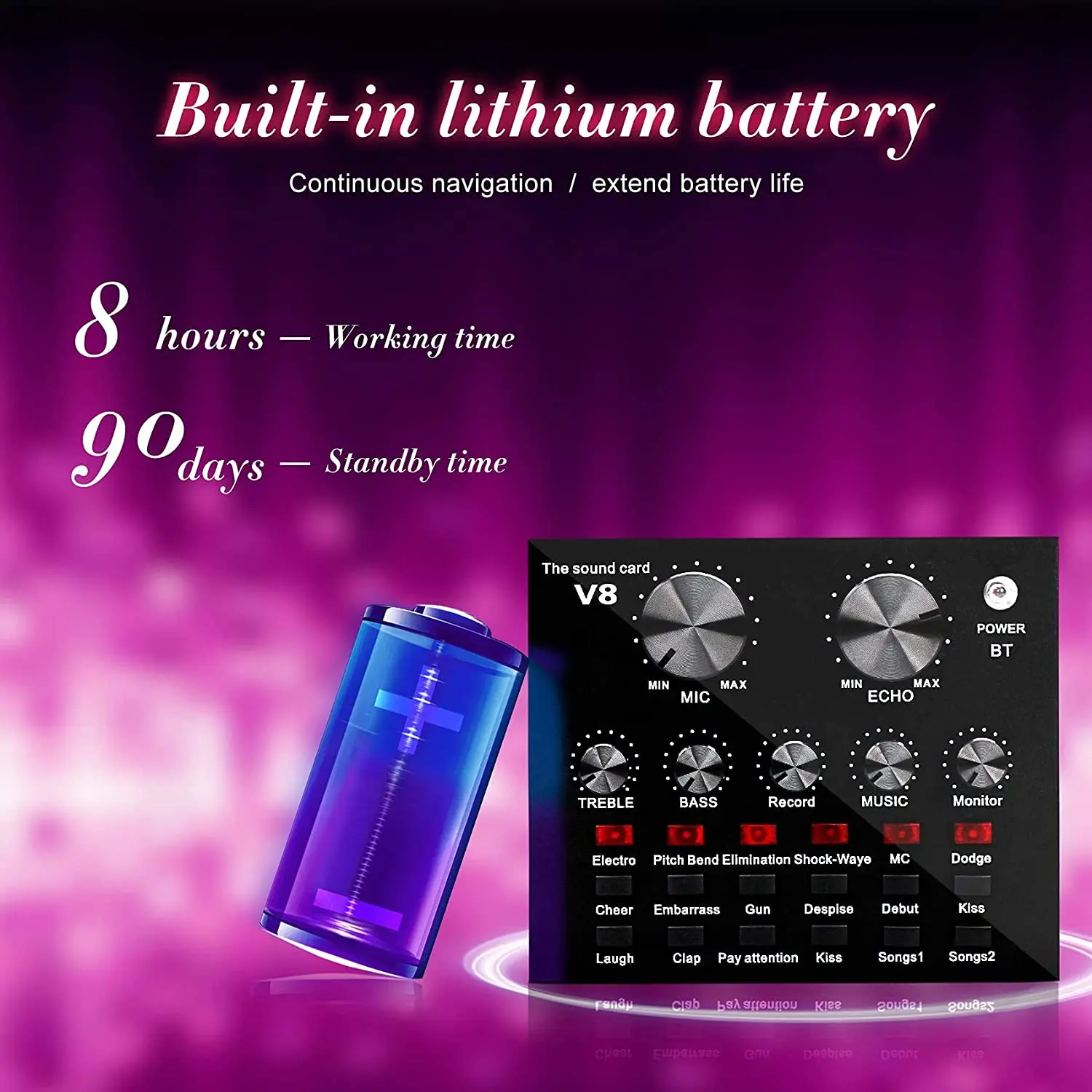 BM800 Condenser Microphone Kit Pro Audio Studio Sound Recording Microphone with V8 Muti-functional Sound Card