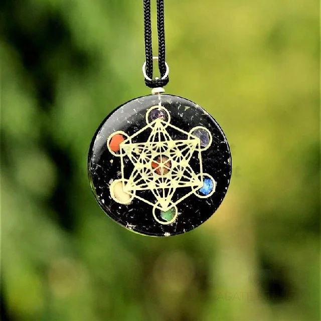 Black Tourmaline Orgonite Pendant | Orgonite Necklace EMF Protection | Pendants Gemstone Agate Protection Crystal IN;7903232