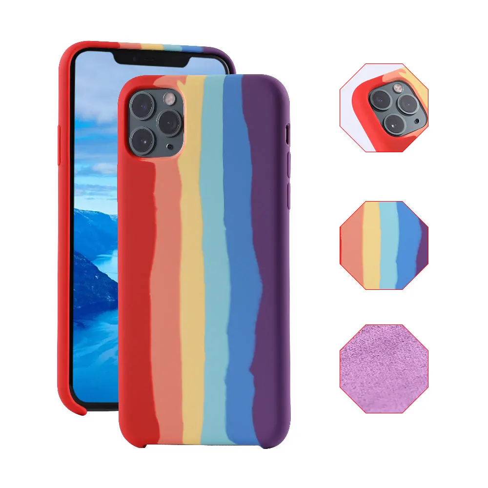 Новое поступление Радужный цвет силиконовый Жидкий чехол для телефона iPhone 11 Pro Max X XS XR 6 Plus 6S 7 8 защитный