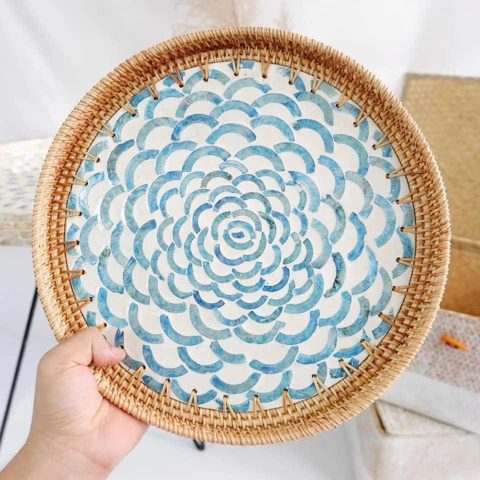 Высококачественные мозаичные яйца ракушки сочетаются с ротангом ручной работы во Вьетнаме