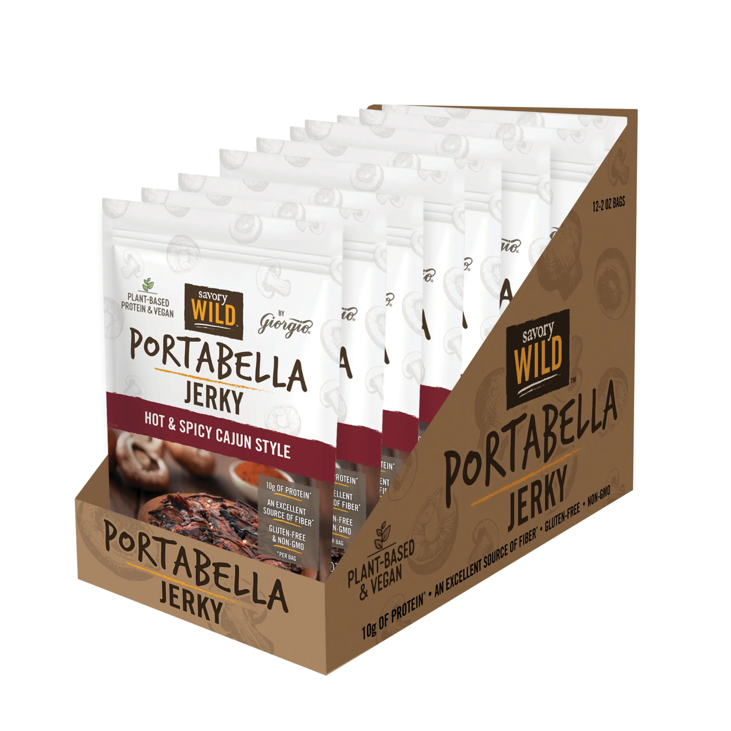 Согревающий дикий веганский порбалелла гриб джерки без глютена ГМО горячий и пряный Cajun. Здоровые органические закуски