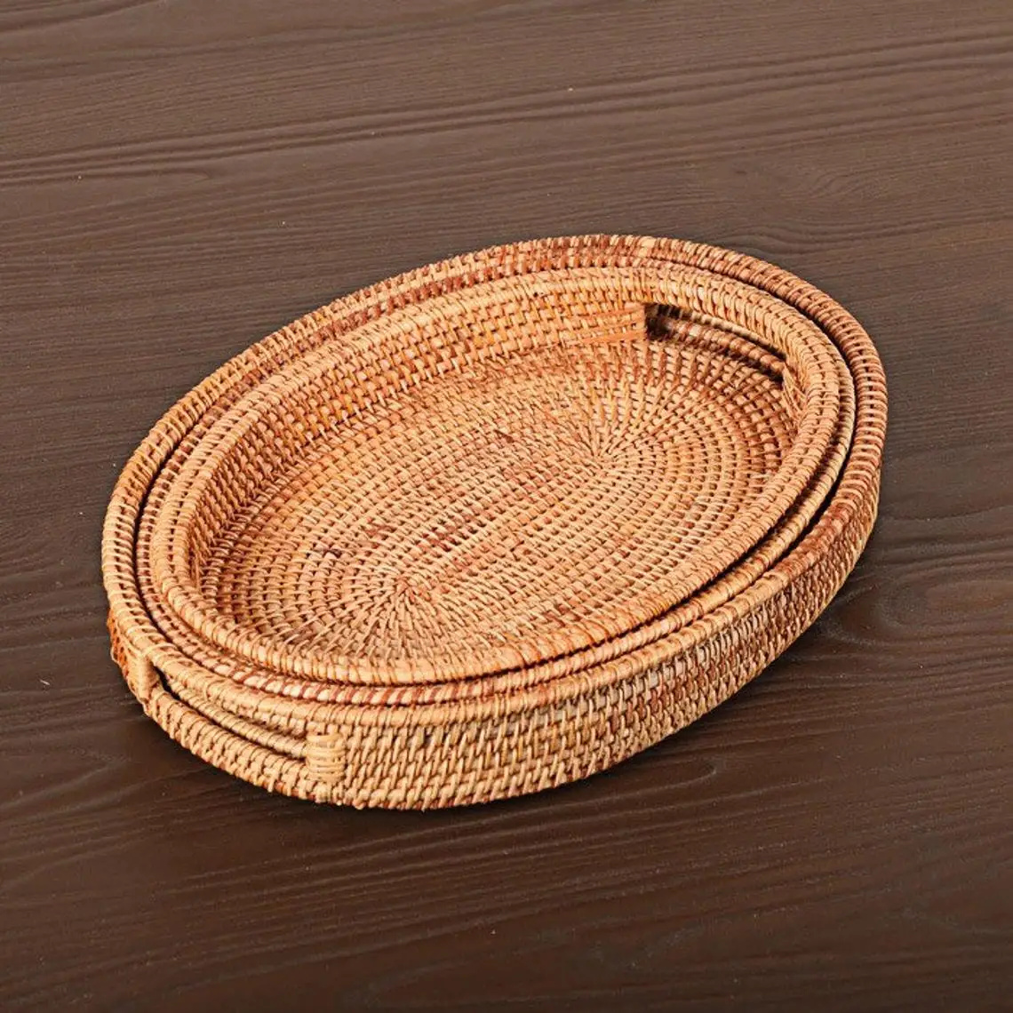 Rattan Decorative Rattan Tray Oval Shape Rattan Serving tray Kitchenware Bread Storage Baskets from Vietnam