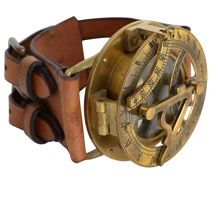 Magnetic Steampunk Sundial Compass Real Leather Wrist Watch Wrist Band Wrist Sundial Compass Steampunk Watch