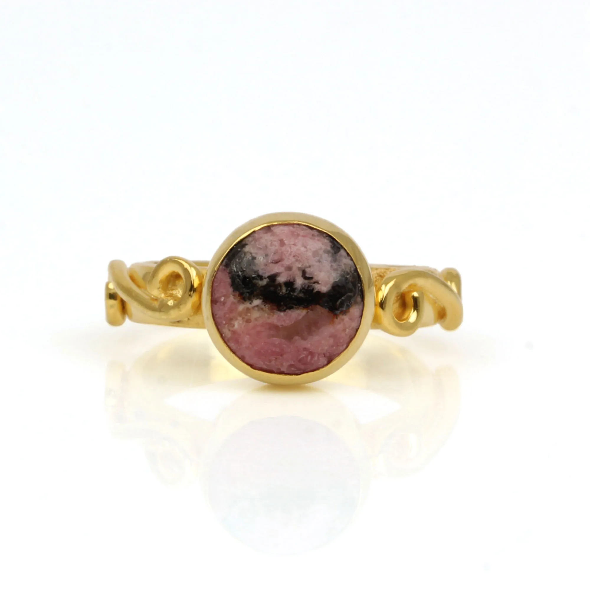 2024 Best Selling 925 Sterling Silver Fine Natural Gemstone Rhodonite Ring 10mm Custom Eternity Vermeil Manufacturer Direct