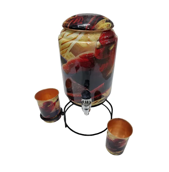 Handmade Copper Hammered Freestanding Water Dispenser with Tumbler & Black Stand for Home Hotel & Restaurant Kitchen Items