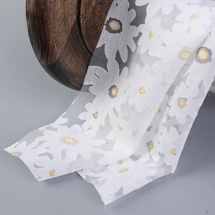 Wholesale Stock Fabric Sparkle Foil Daisy Flower Glitter Tulle Bridal Chiffon Fabric For Wedding Dress