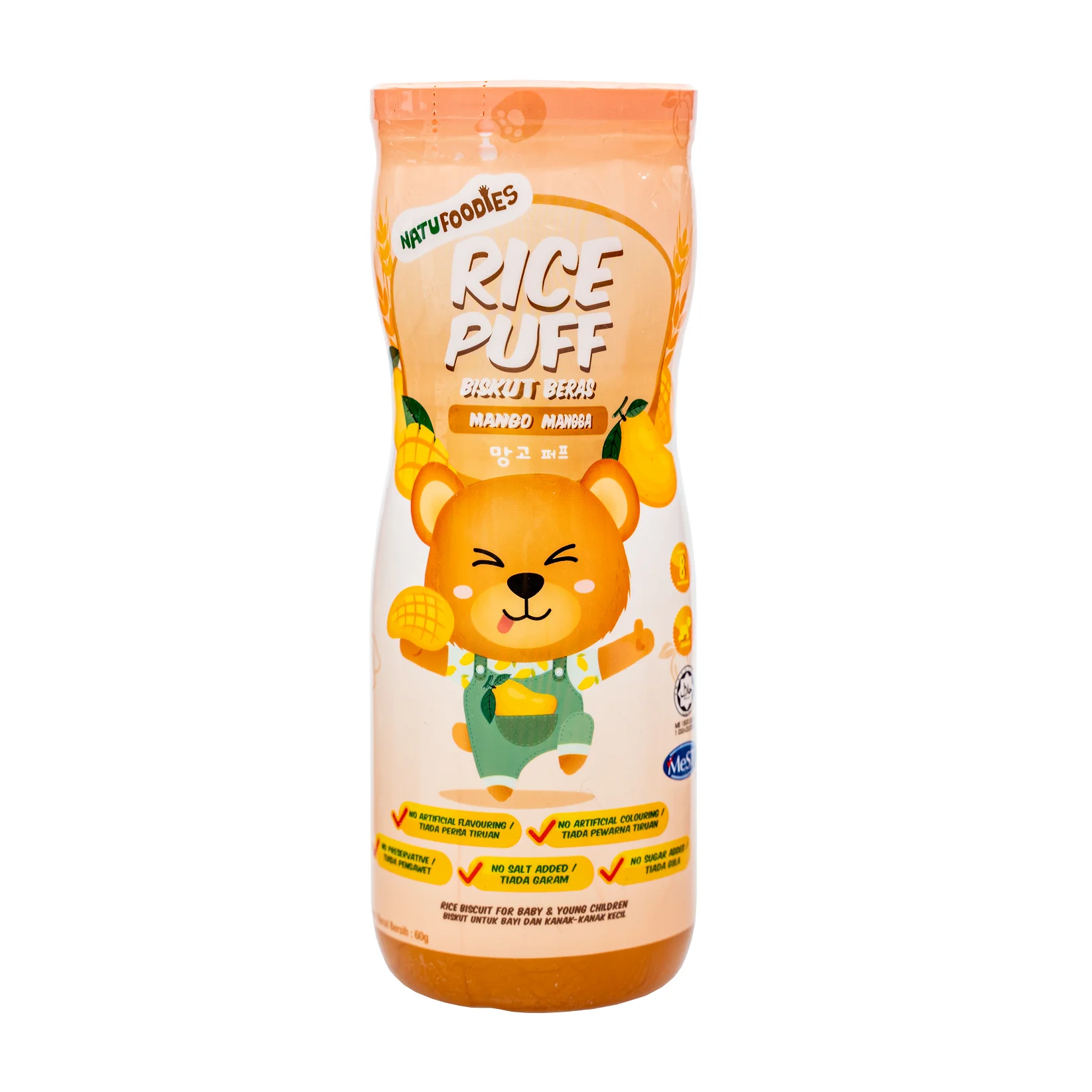 Best Seller Mango Baked Rice Puff  with Additional Vitamins & Mineral 100% Natufoodies Healthy Baby Food With 1 Years Shelf Life