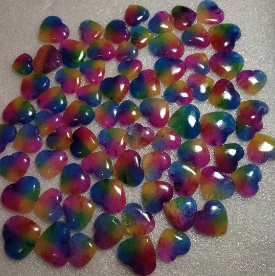 Natural Rainbow Solar Quartz Fancy Heart Shape Loose Cabochons Multi Color Solor Quartz Gemstones Wholesale Lot For Sale Bulk