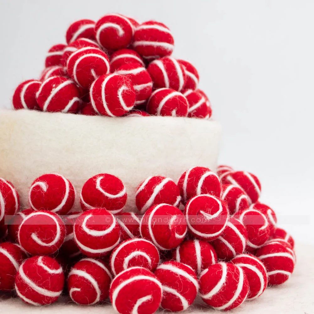 FSB-001: Hot Selling 2 /2.5cm Felt Swirl Balls Wool Decoration Multi-Color Round Pompoms For Wholesale | Handmade & Eco-friendly