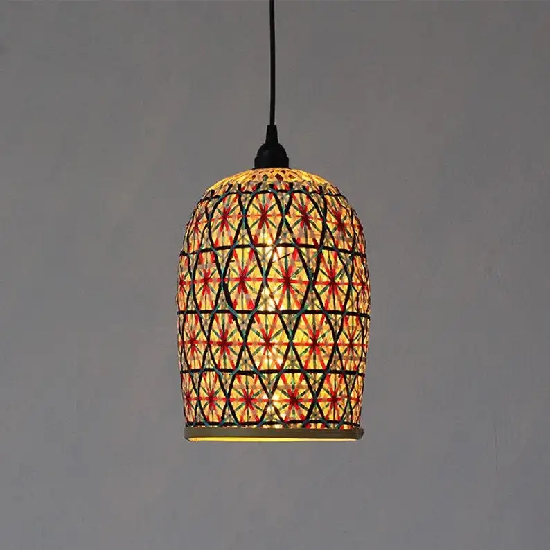 Floral Pattern Bamboo Lampshade Handmade Wooden Lampshade Pendant Ceiling Shade Hanging Light Table Shade Standing Light