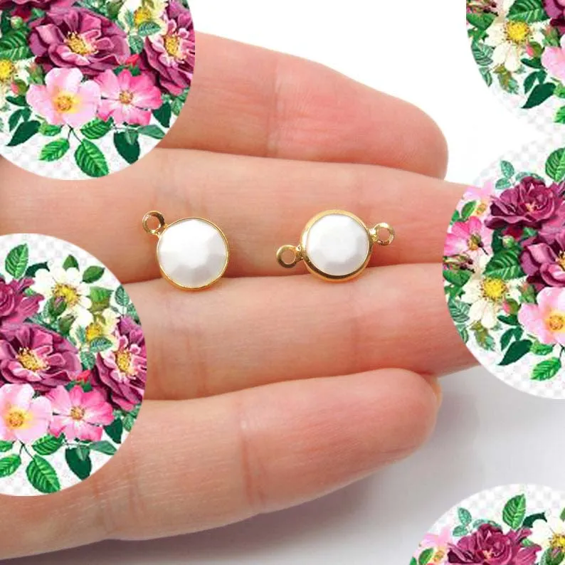 Радужный Лунный Камень, серебряный Соединитель с двойной петлей для рождественских украшений