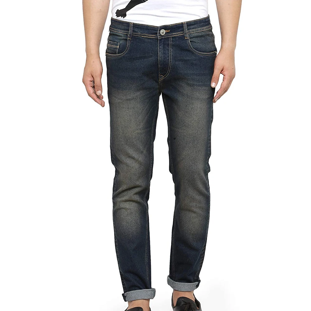 
Выцветающие стильные джинсовые брюки для мужчин, высококачественные повседневные брюки из ткани 