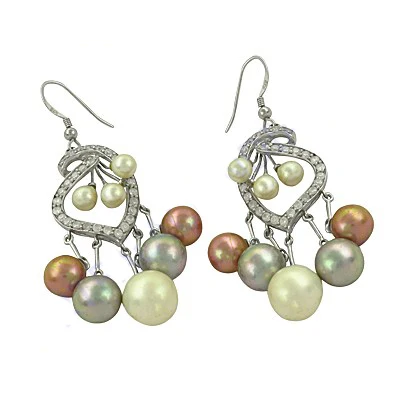 Gorgeous Earring Cubic Zirconia & Pearl Gemstone Earring 925 Silver Earring