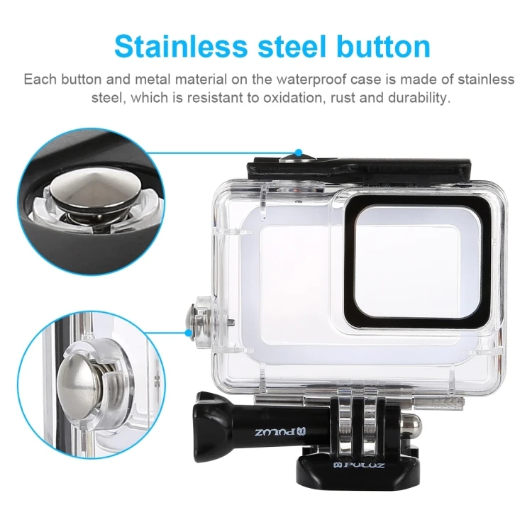 45m Underwater Waterproof Housing Diving Case for GoPro HERO7 Silver / HERO7 White, with Buckle Basic Mount Screw Transparent
