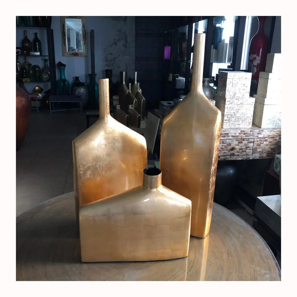 Best selling high quality new design lacquer vases with gold color from Vietnam