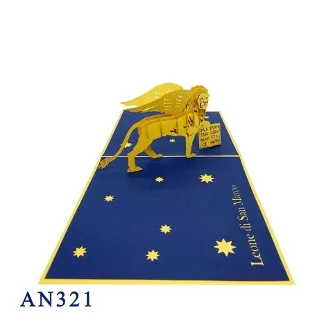 Leone di San Marco Pop Up Card Printing Lion Animals Card Handmade Custom Handicraft Wholesale Best Seller