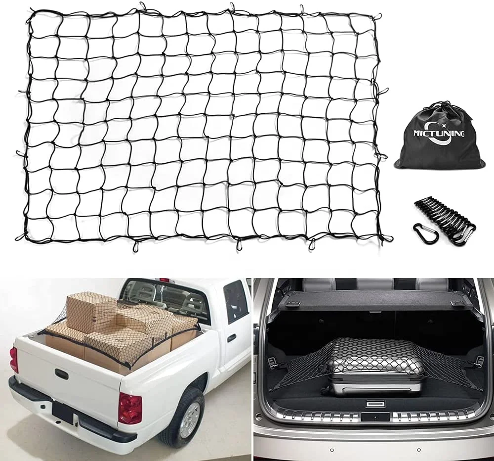 MICTUNING 5x7 Feet Truck Bed Bungee Cargo Nets Universal for Pickup Truck SUV Trailer Boat RV