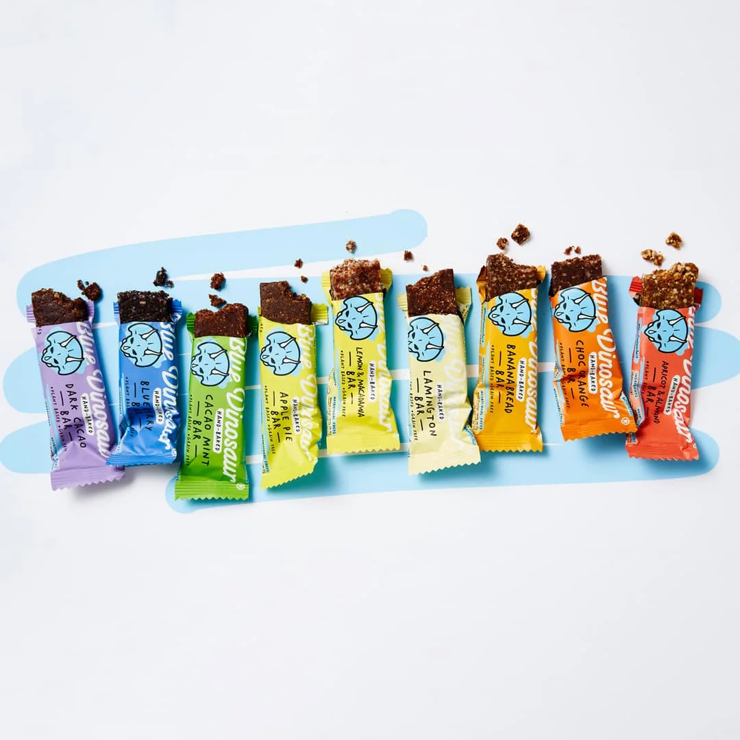 Blue Dinosaur whole food healthy snack bar Australian bakery flavors