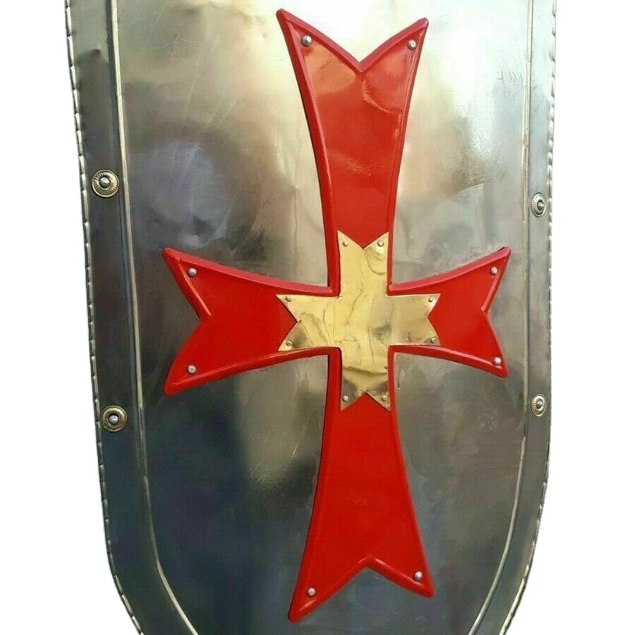 Medieval Heavy Red Cross Knight Shield Battle Armor Medieval Heater Shield 28' CHMN2016