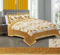 New Double Bedsheet with 2 Pillow Covers Floral Cotton Printed Jaipuri High Classical Finishing handmade Bed Sheet