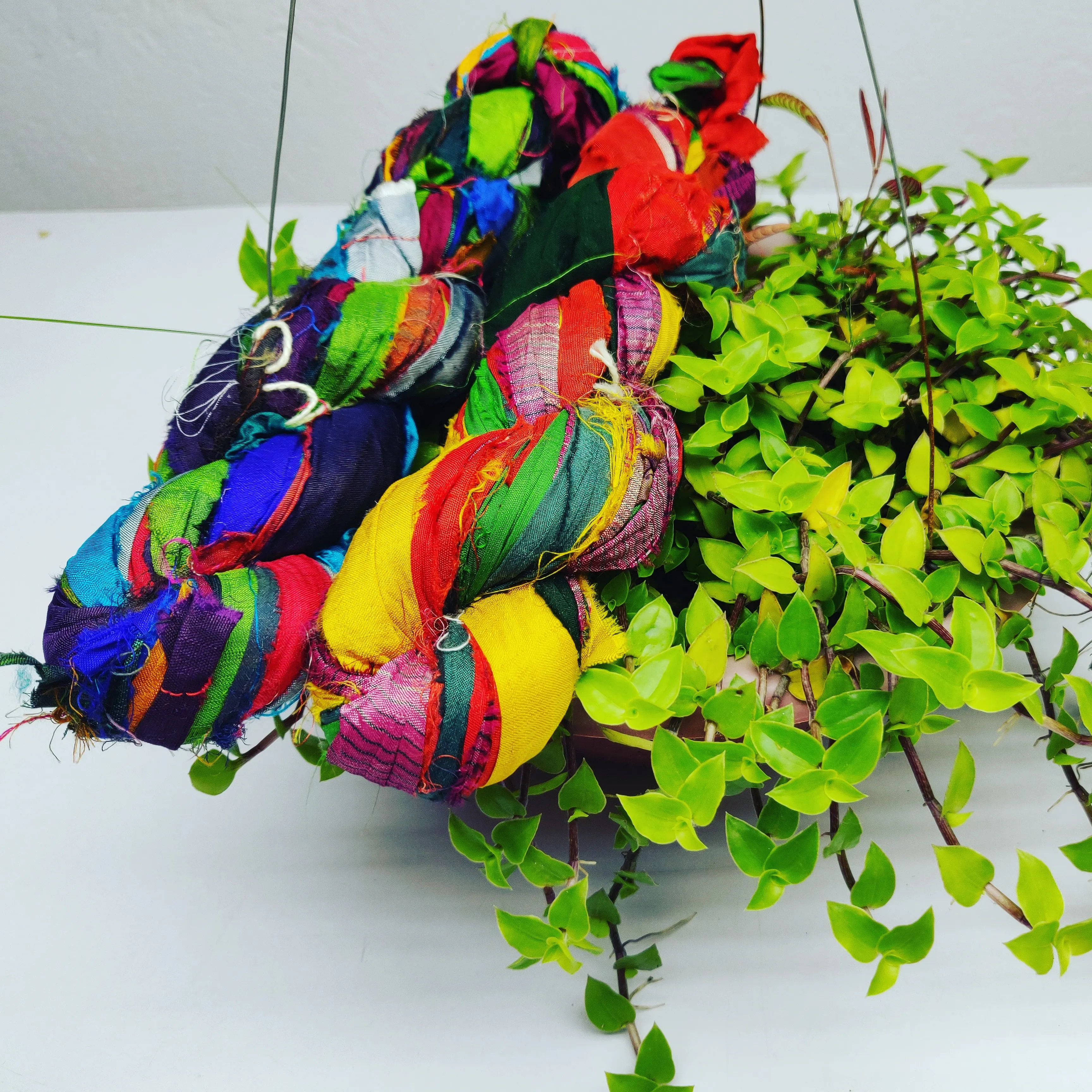 Recycled Sari silk ribbon eco friendly sustainable use for gift wrapping macrame knitting crochet art craft weaving jewellery