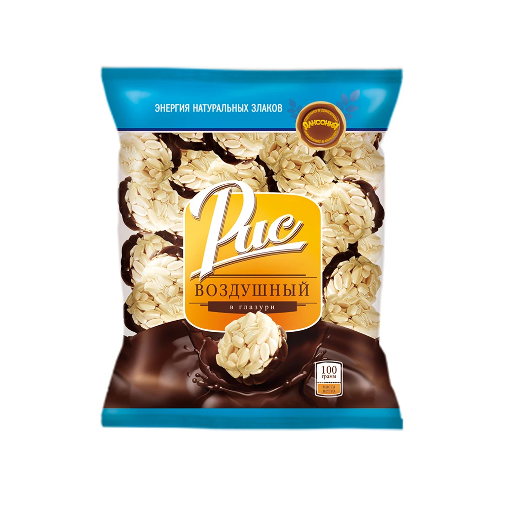 Лучшая цена, воздушный рис в карамельной глазури 100 г, шайба Dansonia, сладкая закуска, зерна риса, оптовая продажа от производителя