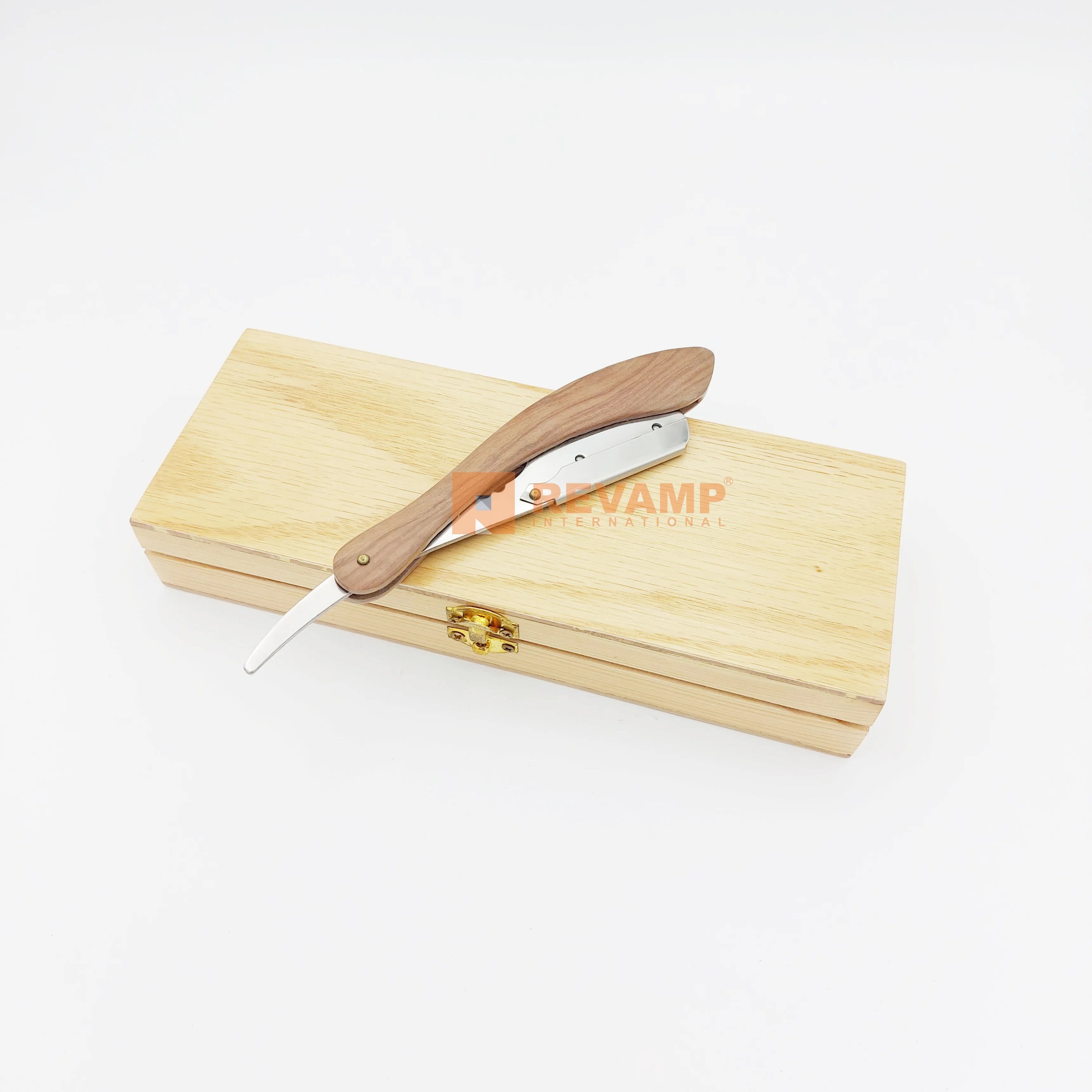 Latest Safety & Disposable Brown Wooden Handle Barber Razor with Custom Logo Hand-Tested Shaving Razors in Wooden Box Packaging