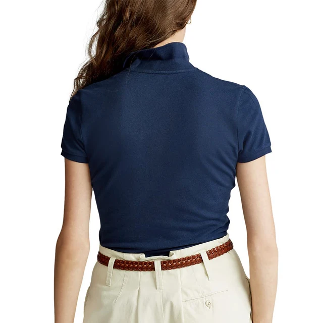97% Cotton 03% Elastane Polo Shirt For Ladies Button half-placket Point collar Short sleeves Whole Sale Custom Logo Polo Shirts